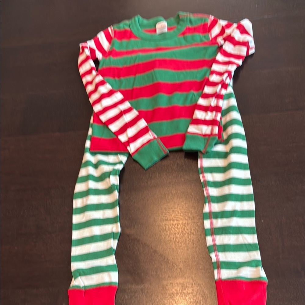 Hanna Andersson Red and Green Striped Kids Pajama Set